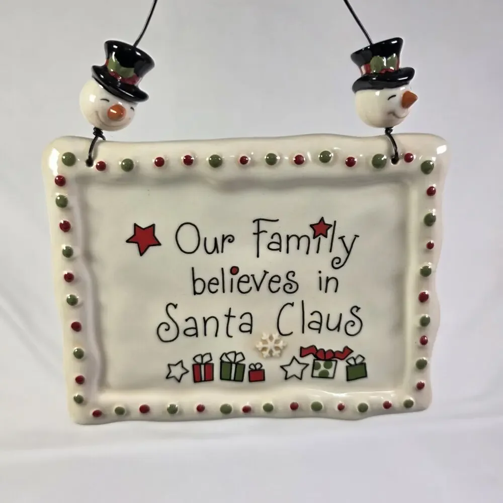 Grasslands Road Ceramic Christmas Hanging Signs Snowman Holiday Plaques Lot 2